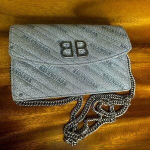 New BALENCIAGA Glitter BB Chain Bag/Wallet /Clutch Crossbody Shoulder Bag